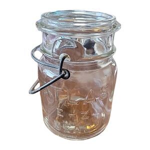Vintage Atlas EZ-Seal Pint Clear Glass Mason Jar with Bail NO LID
